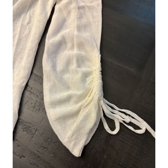 Chico's Lightweight Gathered Ruched Tie Sleeves Open Cardigan - Sz 00 (XS) - Picture 2 of 11